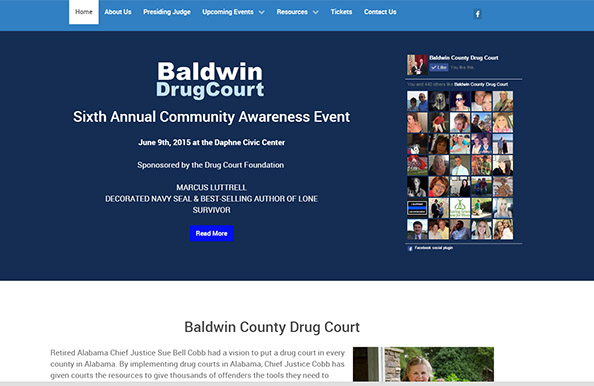 Archived website design for Baldwin County Drug Court