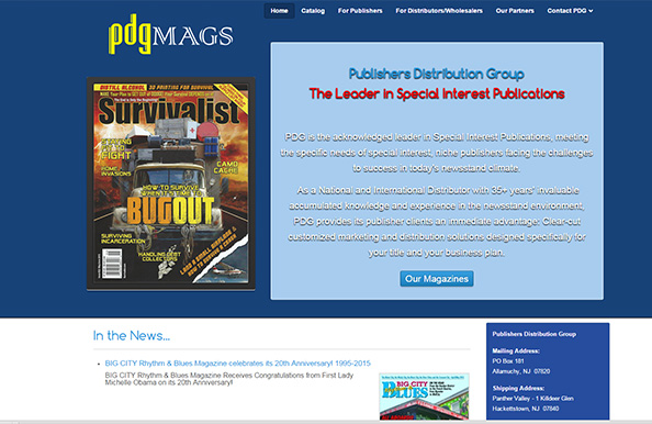Archived website design for PDG Magazine Distributors