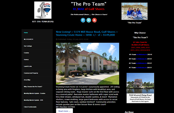 Archived website design for RE/MAX The Pro Team