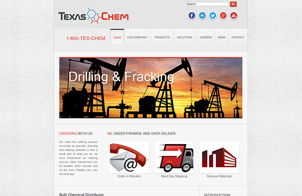 Archived website design for Texas Chemicals