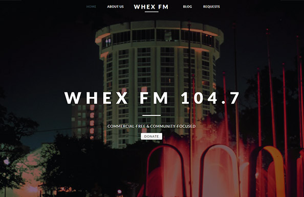Archived website design for WHEX Radio